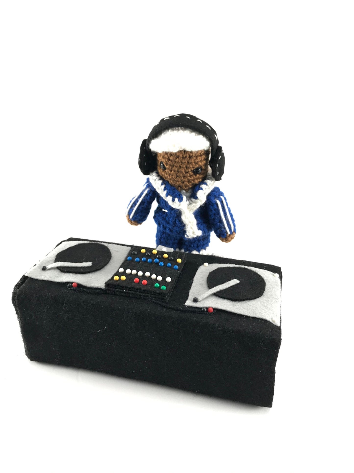 Custom Crochet DJ with decks