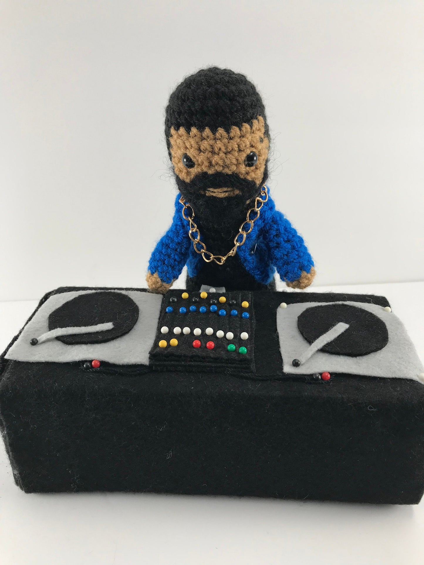 Custom Crochet DJ with decks